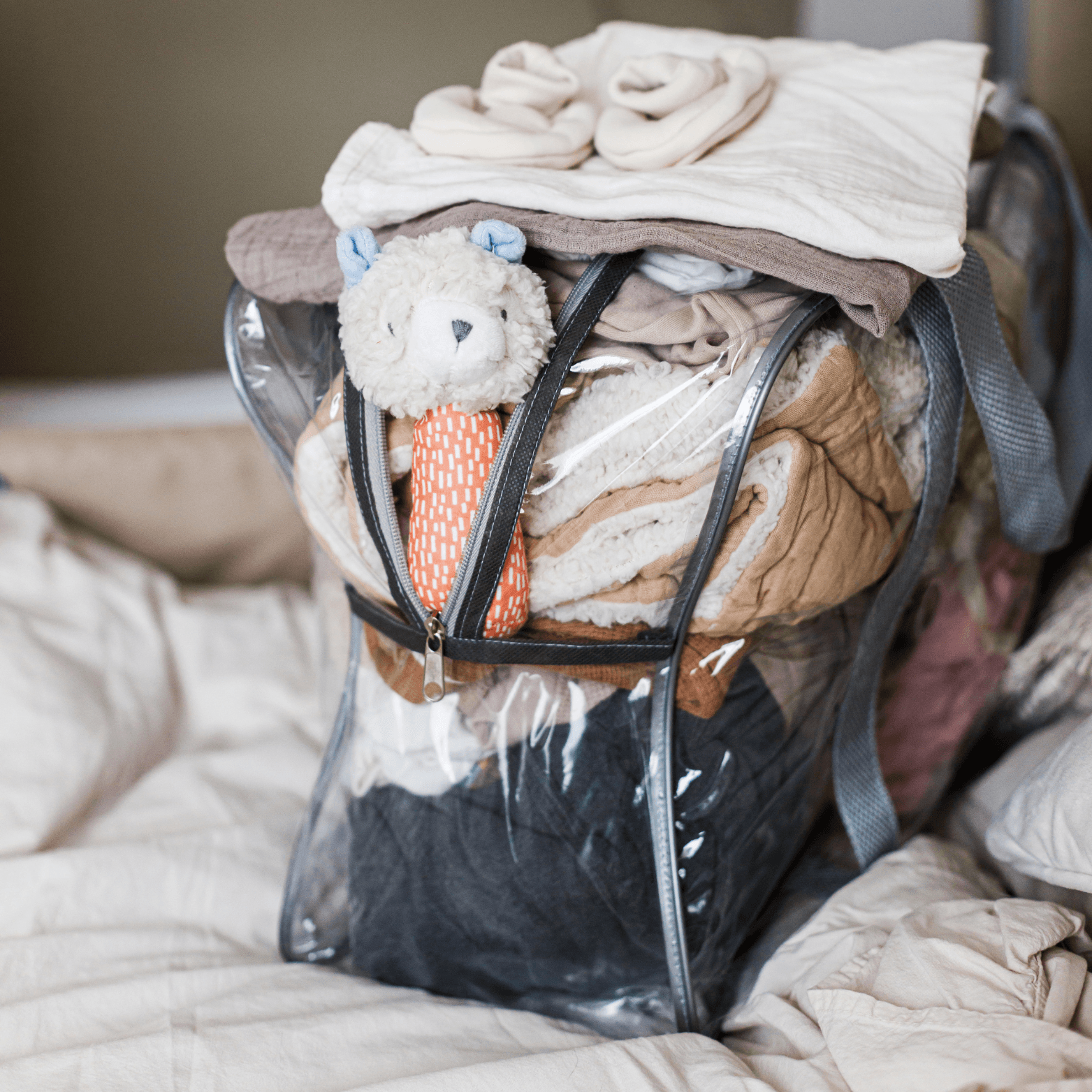 Mother preparing for hospital stay